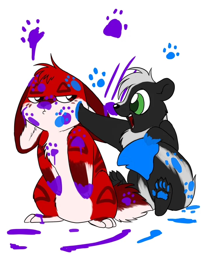 I don't know who's winning in this paint fight. — Art by Foxena