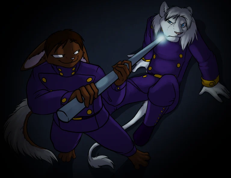 Duel between Aileeron and minion Lexi. — Art by Foxena