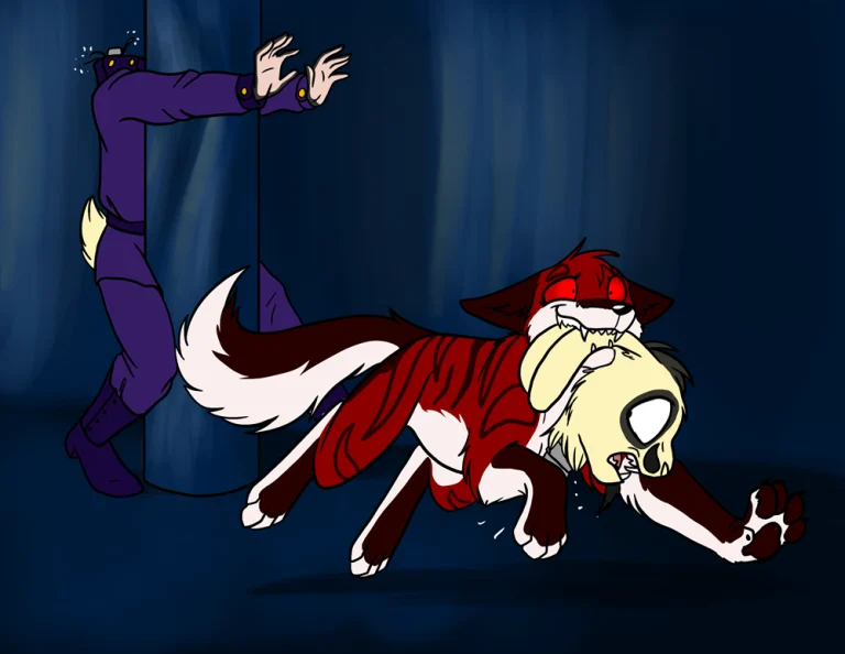 Bane escapes with Xander's head. — Art by Foxena