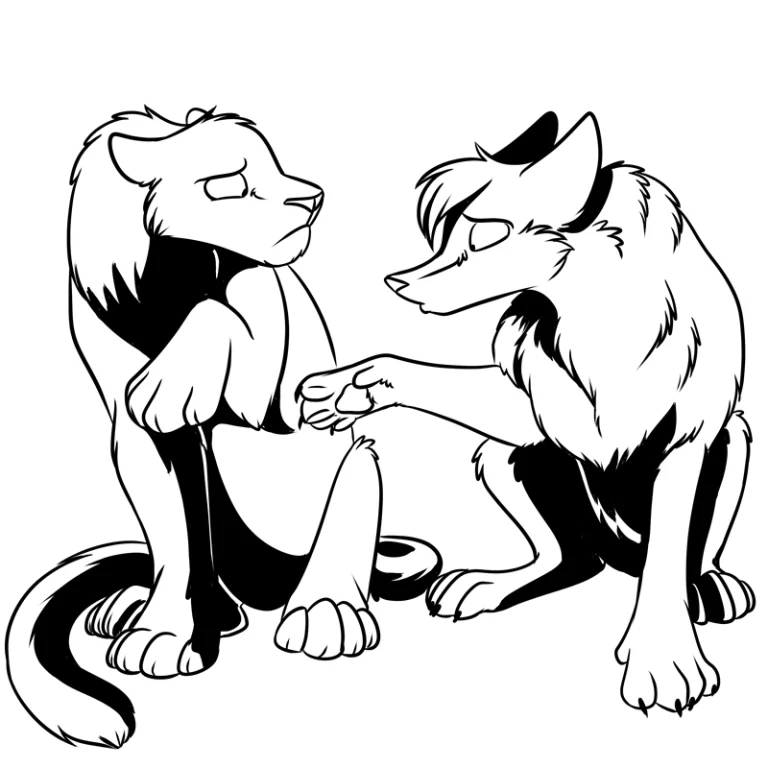 Bane tries to figure out this strange, cat-like creature. — Art by Foxena
