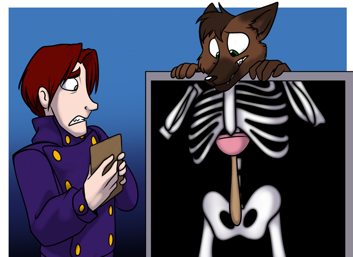 "Do I want to know how that got there?" — Art by Foxena
