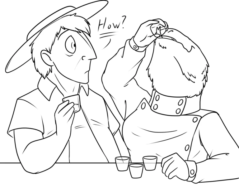 An impressive liquor tolerance. — Art by Foxena