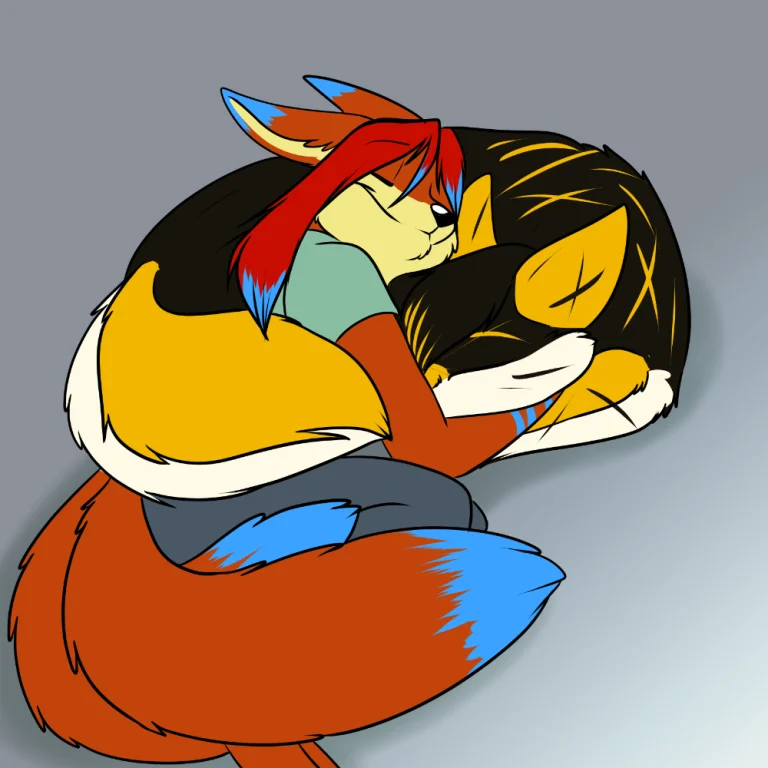 Napping with Paria. — Art by Foxena