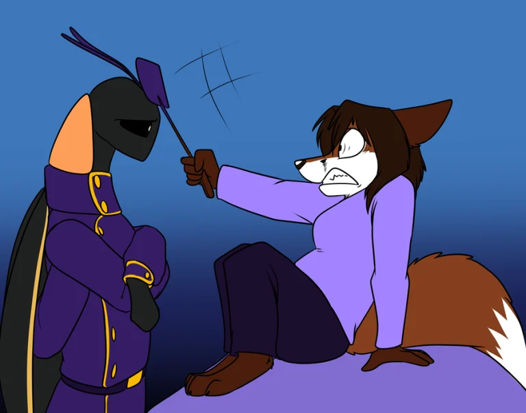 Fox encounters the new minion. — Art by Foxena