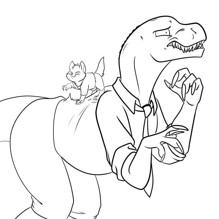 Inktober 2018 - Probably not hte kind of back massage he was looking for. — Art by Foxena