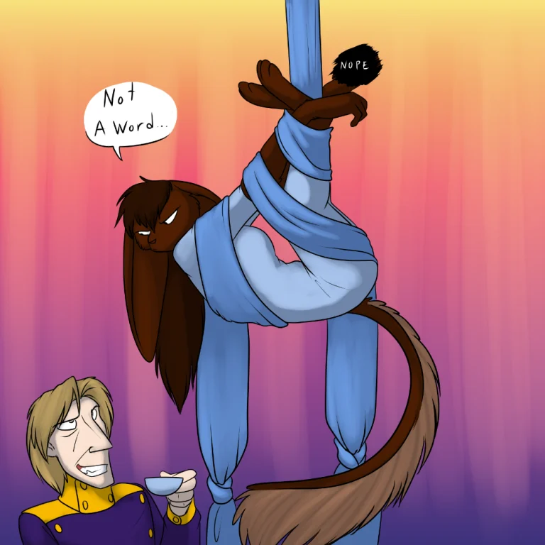 Lexi tries ribbon dancing. — Art by Foxena
