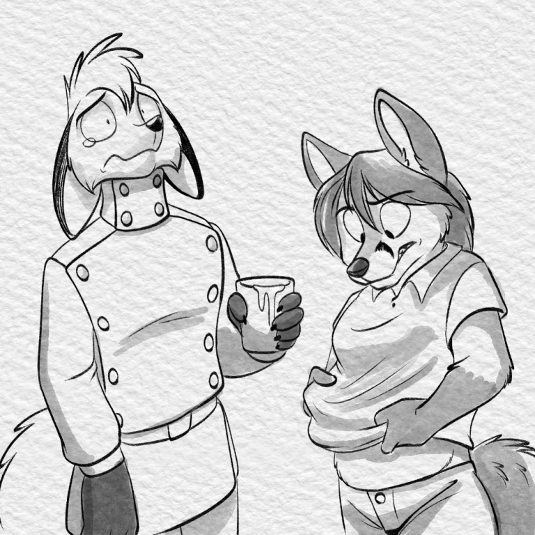 Inktober 2021 - Losing a drink to the Overlord. — Art by Foxena