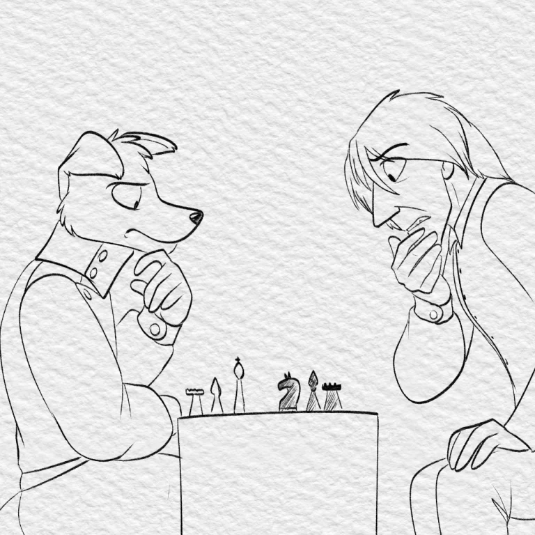Inktober 2021 - A chess match with the general. — Art by Foxena