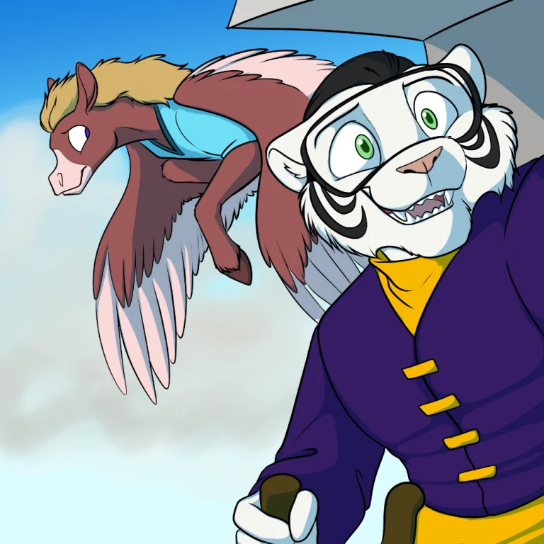 Rain's Instagram: Rain flying with Tigermark in his copter. — Art by Foxena