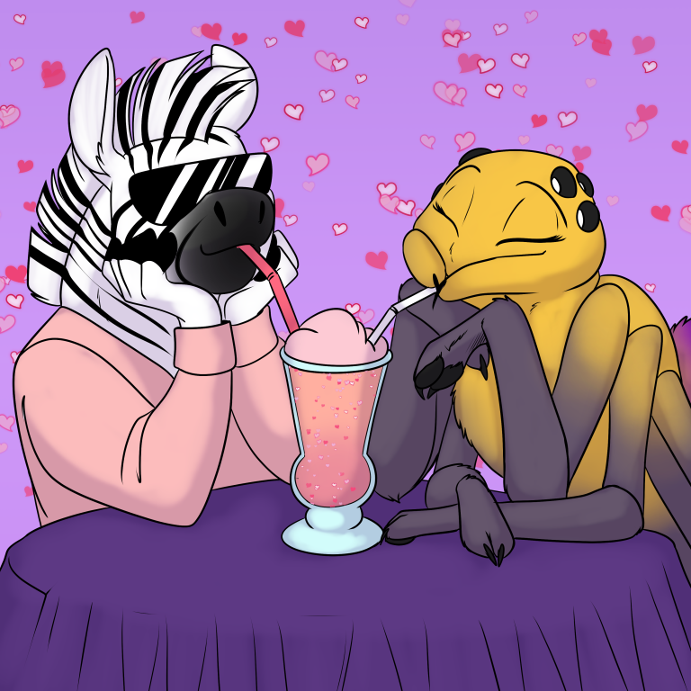Minion Dan and Charlotte on a date. — Art by Foxena