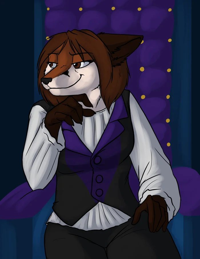 Overlord Fox contemplating from her office. — Art by Foxena