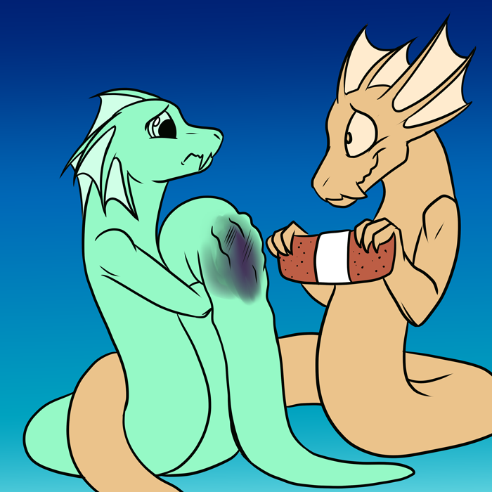 Sirenidae helping one of their own with a boo-boo. — Art by Foxena