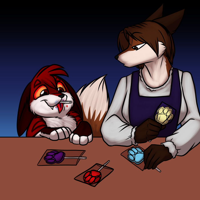 Bane the candy thief. — Art by Foxena