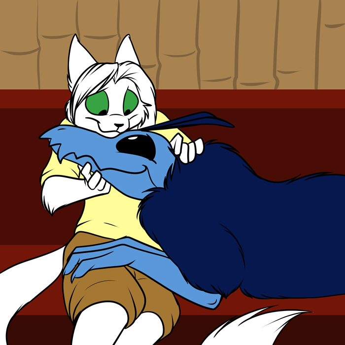 Artemis snugs a dolphoria — Art by Foxena