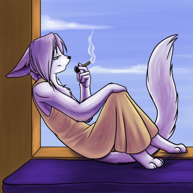 Artemis unwinding with a frogskin. — Art by Foxena