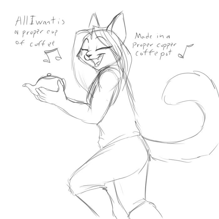 The simple joys of a good coffee pot. — Art by Foxena
