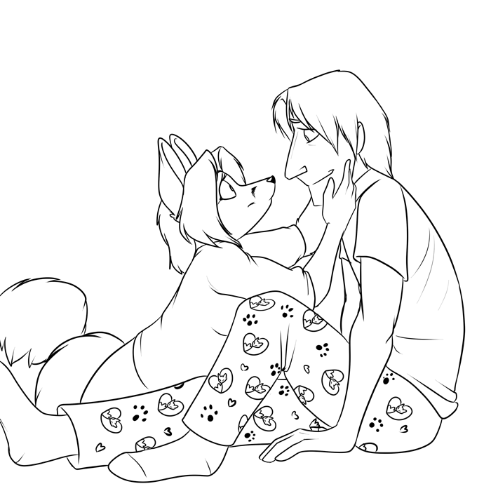 Fox, Darius, and his lovey-dovery jammies. — Art by Foxena