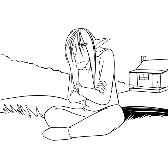 Inktober 2018 - Hector stuck in Fenriria's pocket dimension — Art by Foxena