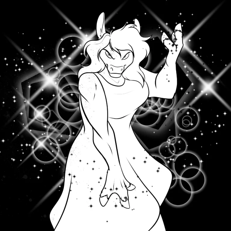 Inktober 2018 - Fenriria performing sparkly magic. — Art by Foxena