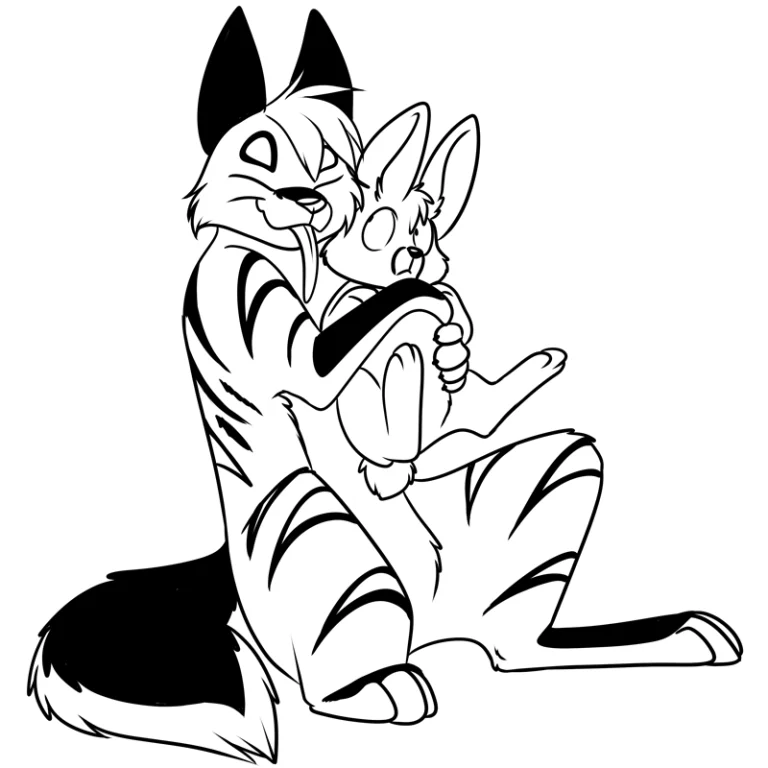 Bane hugging a bunny. Alternatively, a minion was used for Bun-E Ray practice. — Art by Foxena