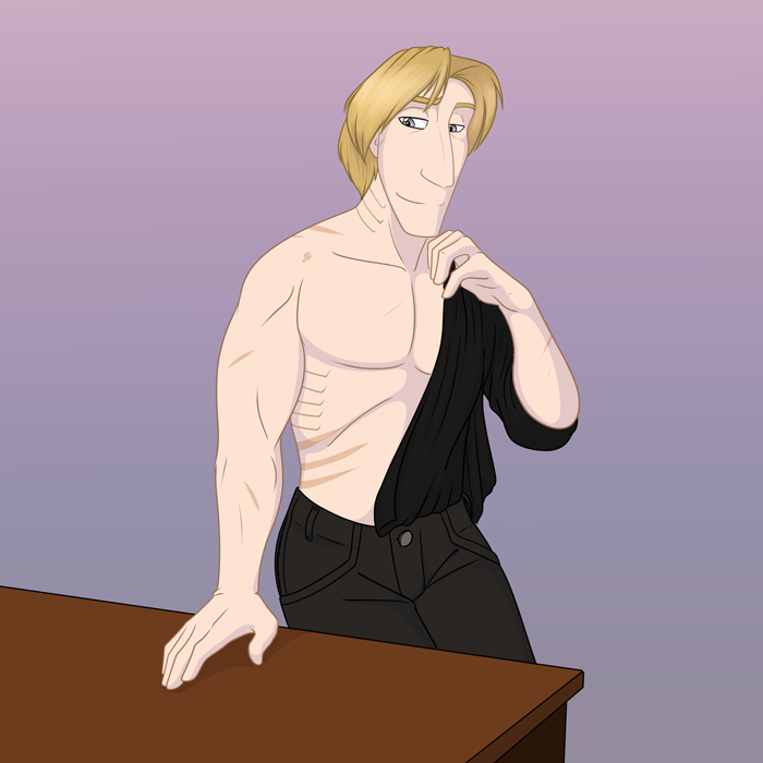 Darius showing off his gills. — Art by Foxena