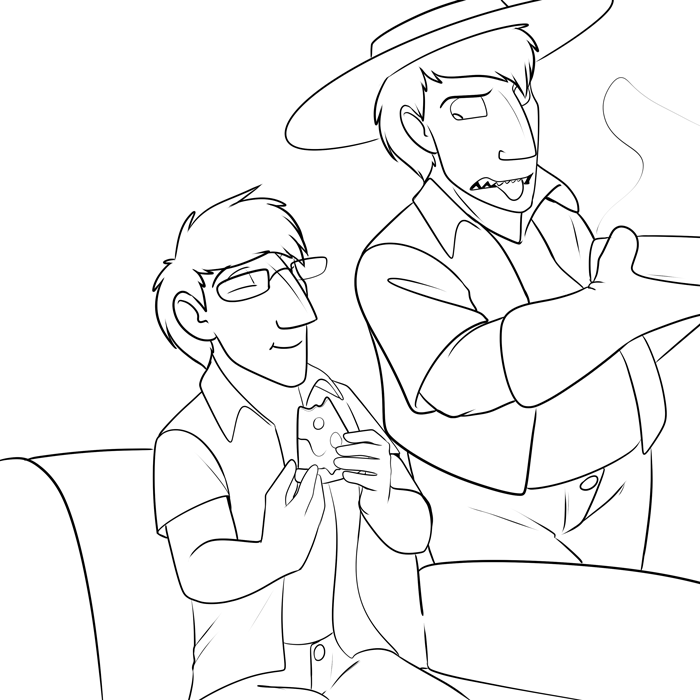 Inktober 2020 - Cobalt does not appreciate his brother's love for pizza. — Art by Foxena