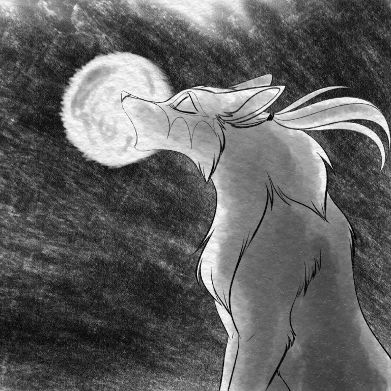 Inktober 2021 - Ellura howling at the moon. — Art by Foxena