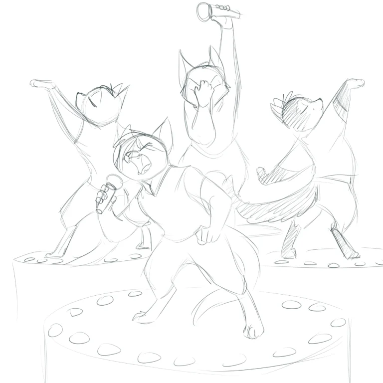 Neko boy band. — Art by Foxena