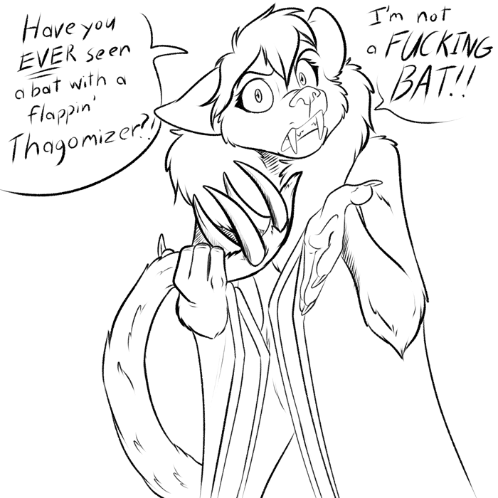 Inktober 2022 - Peacekeeper showing off a critical part of chimerian anatomy. — Art by Foxena