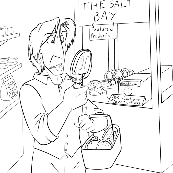 Inktober 2022 - Darius wondering why they put the ocean into their food. — Art by Foxena