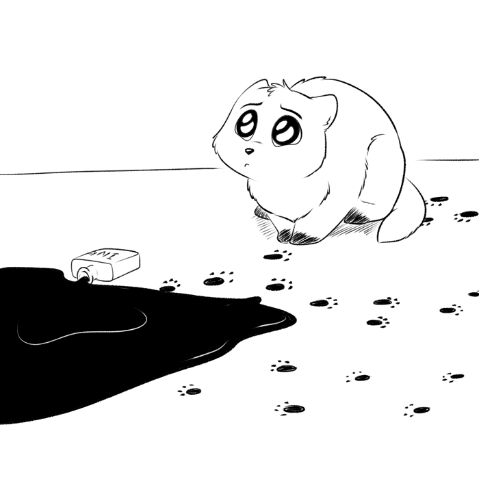 Inktober 2022 - Cinnapup giving into his pupyy nature. — Art by Foxena
