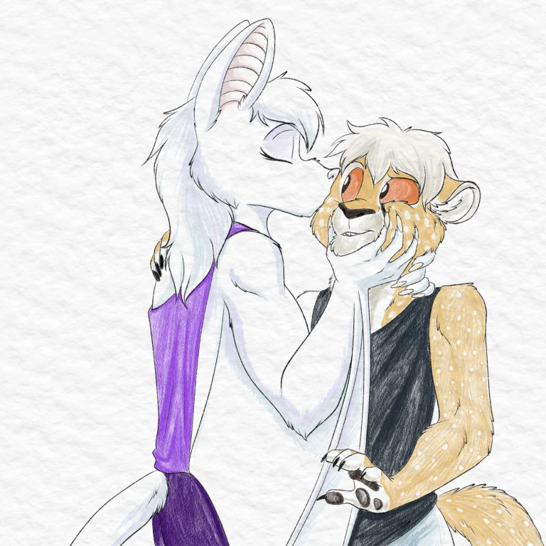 Peacekeeper delivering a smooch. A kiss, even. — Art by Foxena