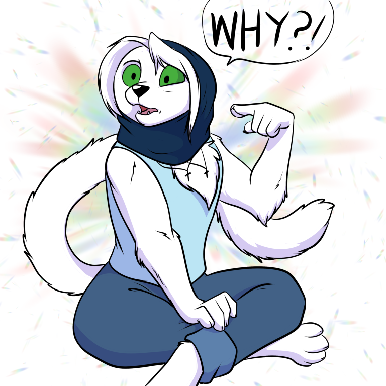 Artemis in a happy hoodie. This is probably not canon, but I wish it was. — Art by Foxena