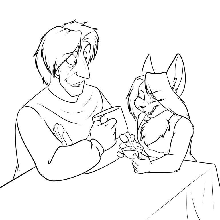 Memories of tea with friends. — Art by Foxena
